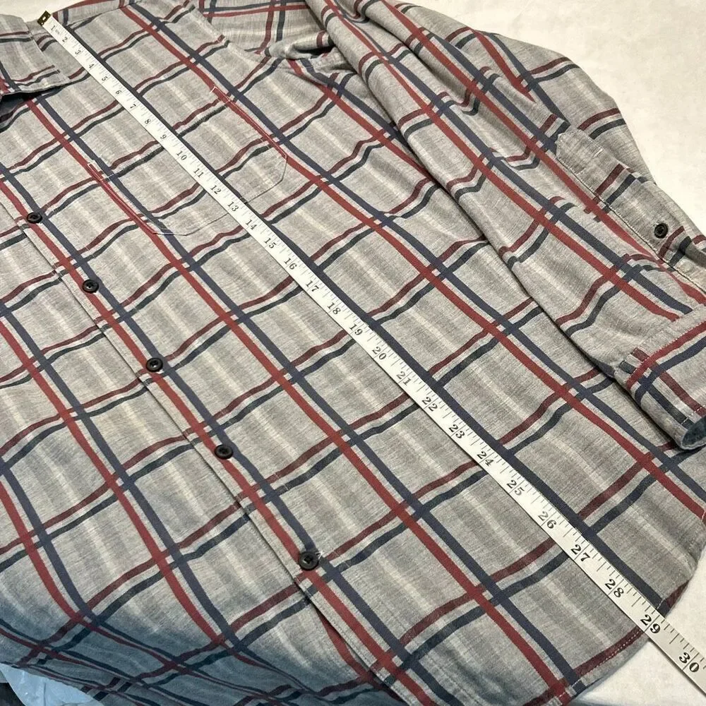 Banana Republic Luxe Flannel Button Down Shirt Camden Fit Sz Large Gray Plaid